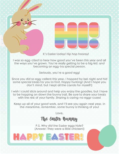 Free Printable Easter Bunny Letter